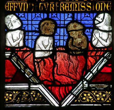 Window Depicting Souls in Purgatory Beneath the Mass by French School
